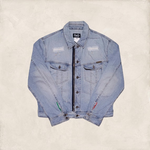 Vintage 90s Y2K Dolce and Gabbana Denim Jacket / Retro 90s Y2K D&G 