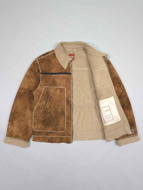 90s Hugo Boss Faux Shearling Aviator Jacket – 