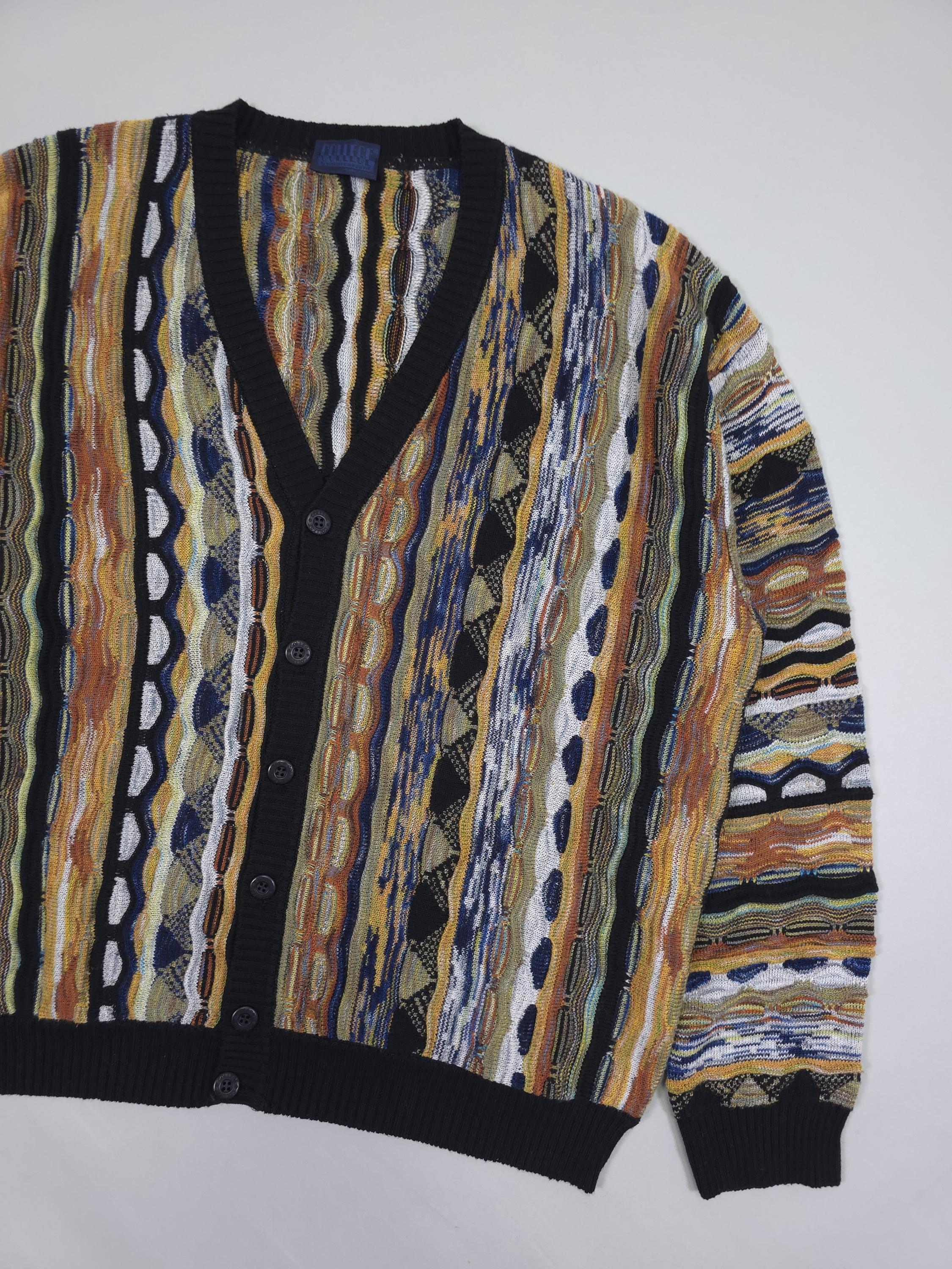 90s Italian Made College by Marcazzani Patterned Knit Cardigan
