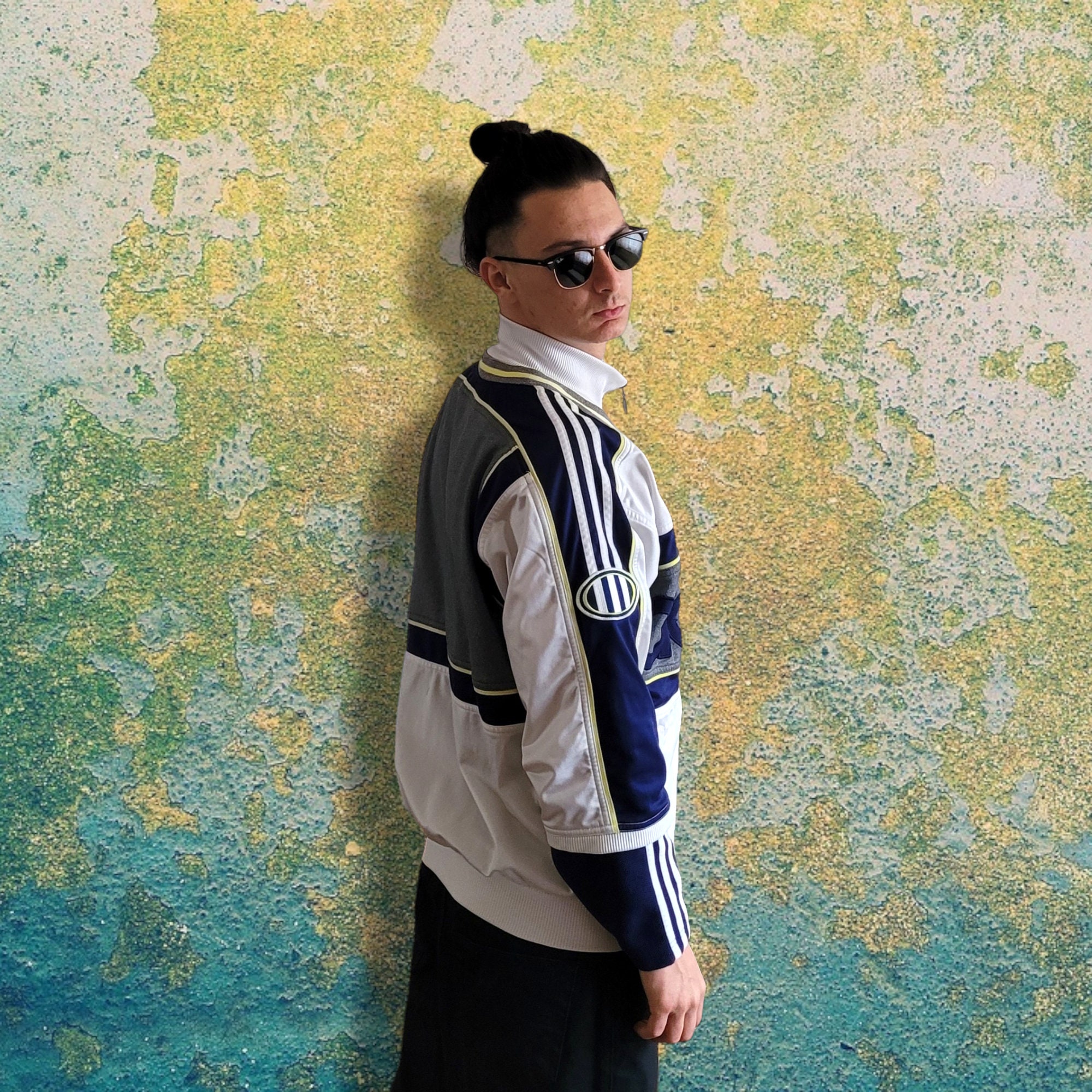 Vintage 90s Adidas Blue and White Track Top / Old School Vintage 90s Adidas Blue and White Track Top / Old School