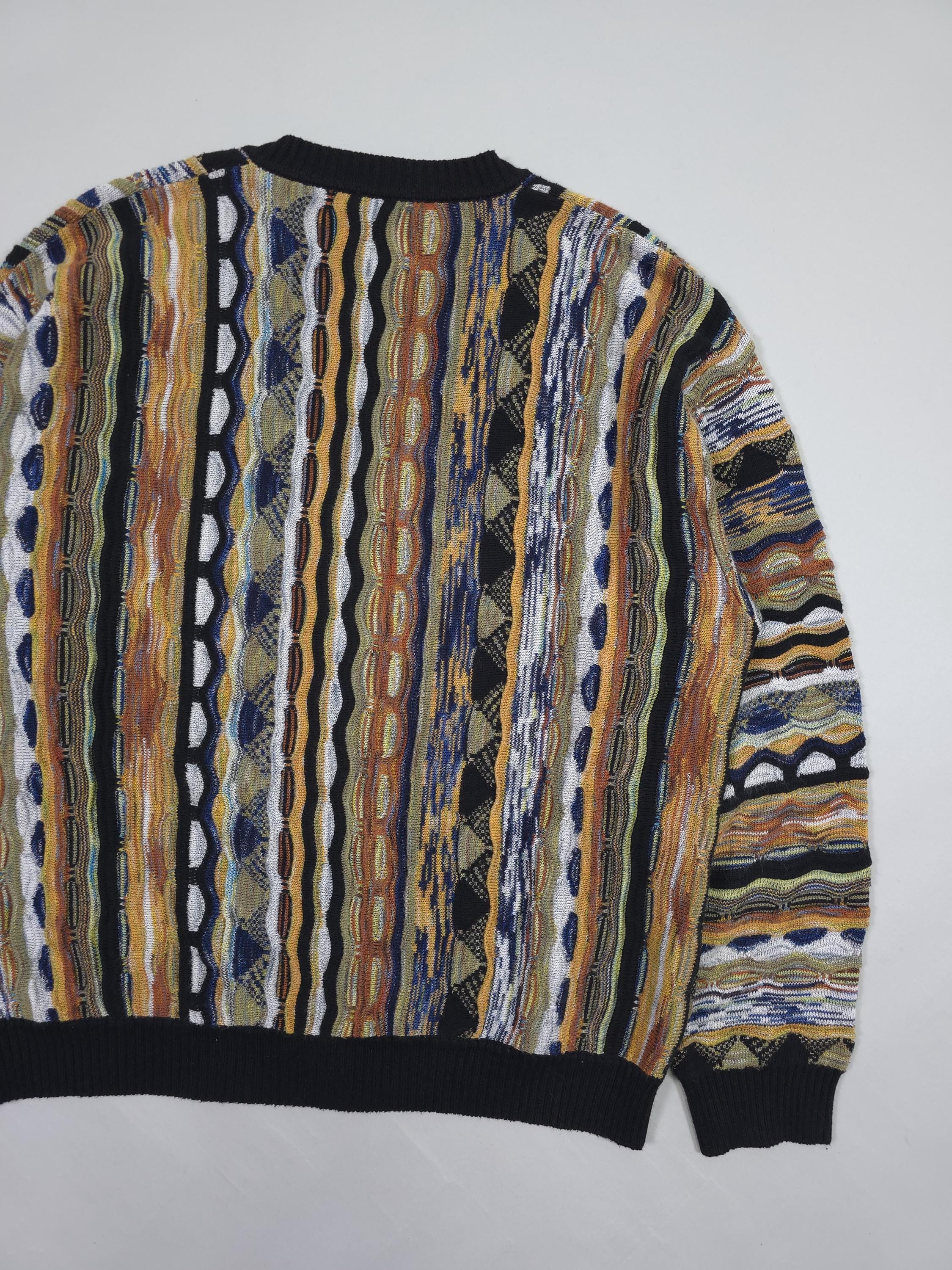 90s Italian Made College by Marcazzani Patterned Knit Cardigan 