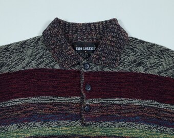 Vintage 80s 90s Enzo Lorenzo Complex Abstract Striped