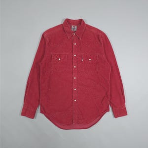 Chemise en velours côtelé Levi's Années 90 - Rouge rubis avec boutons-pression Taille M pour S, M