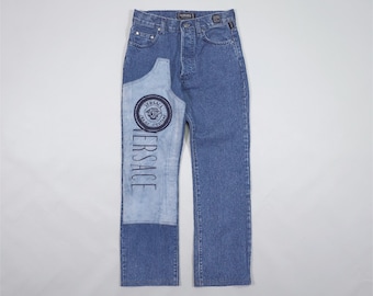 Jeans Versace Jeans Couture avec empiècement logo 90s - Bleu - Taille 30 - Conviennent TP, S