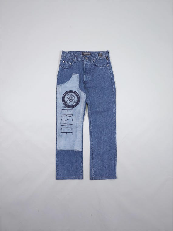 90s Versace Jeans Couture Logo Panel Denim Jeans – Blue – Size 30
