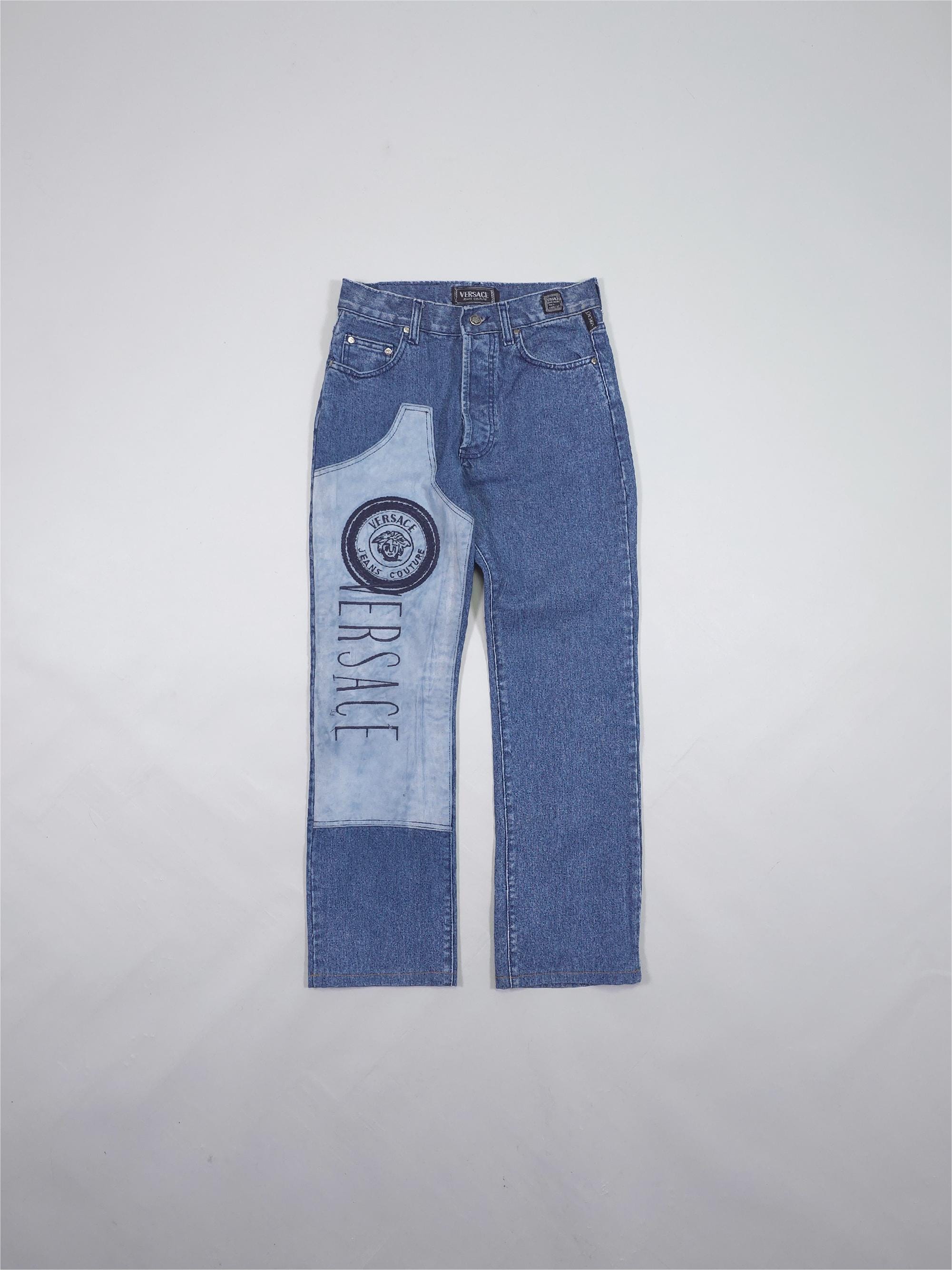 90s Versace Jeans Couture Logo Panel Denim Jeans – Blue – Size 30