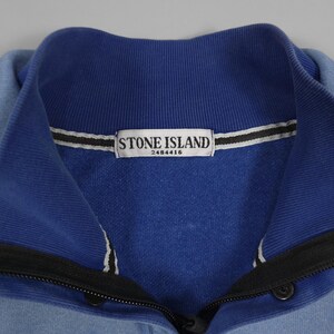 90s Stone Island Contrast Stitch Sweater – Double Collar Baby Blue Size M Fits M, L image 7
