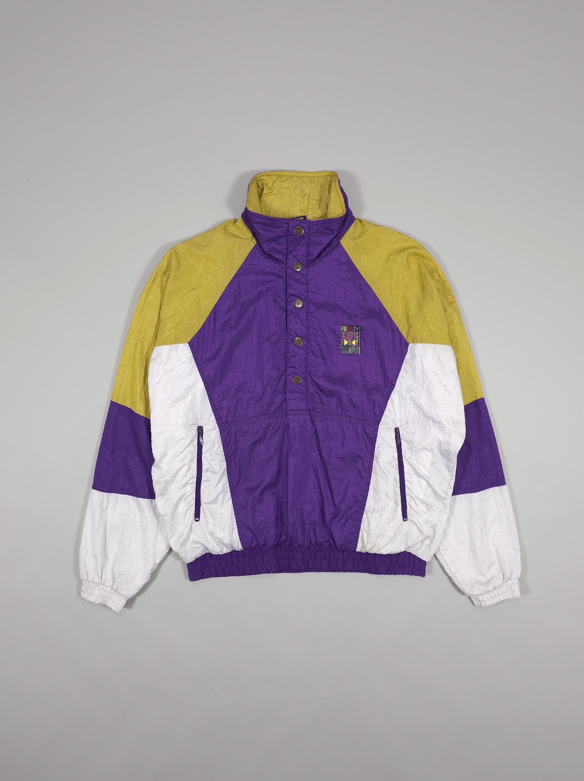 90s Puma Tailored for Sport Windbreaker – Purple/yellow/white