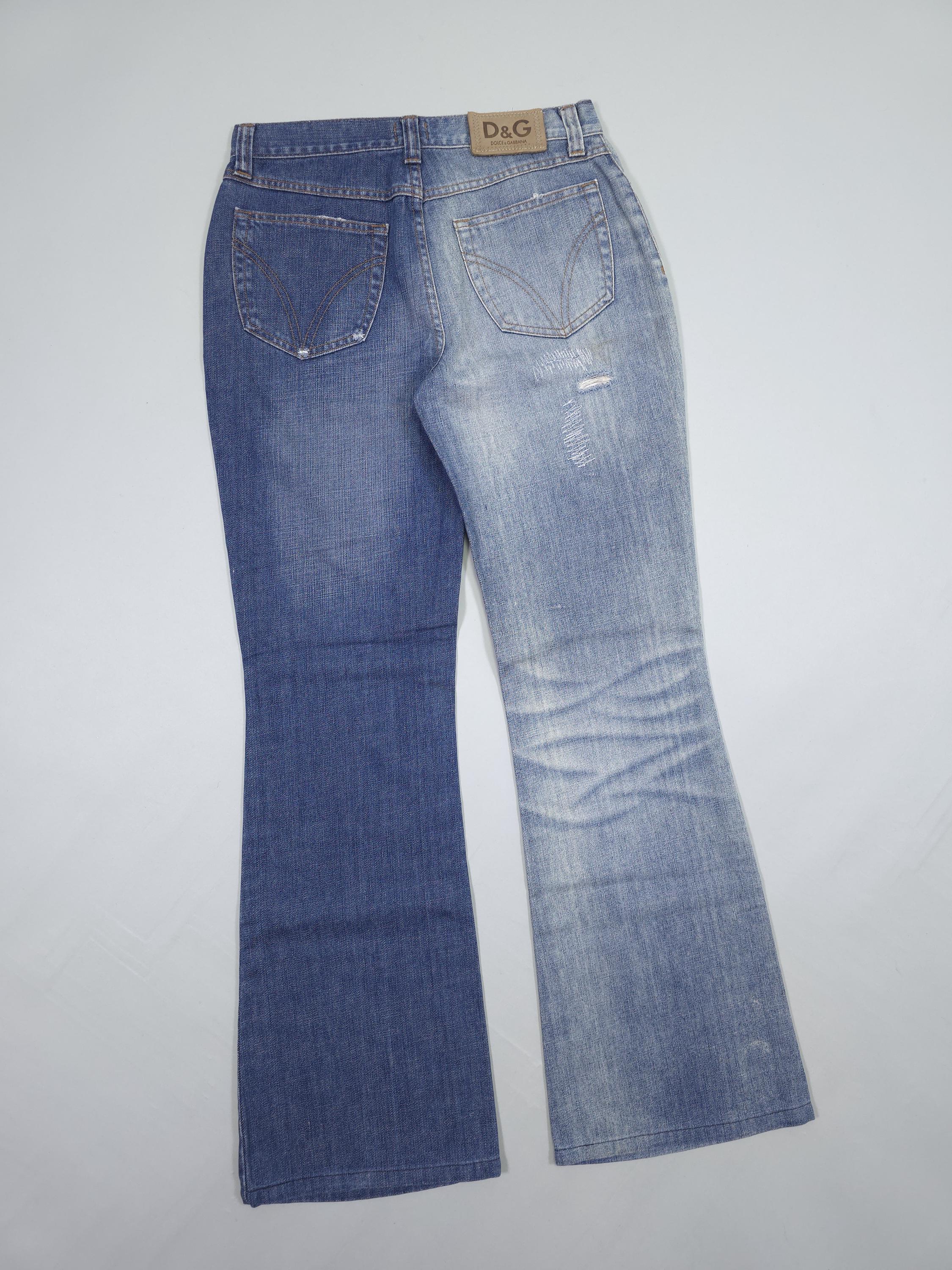 2000s D&G Dolce Gabbana Two-tone Flared Jeans – Made in Italy