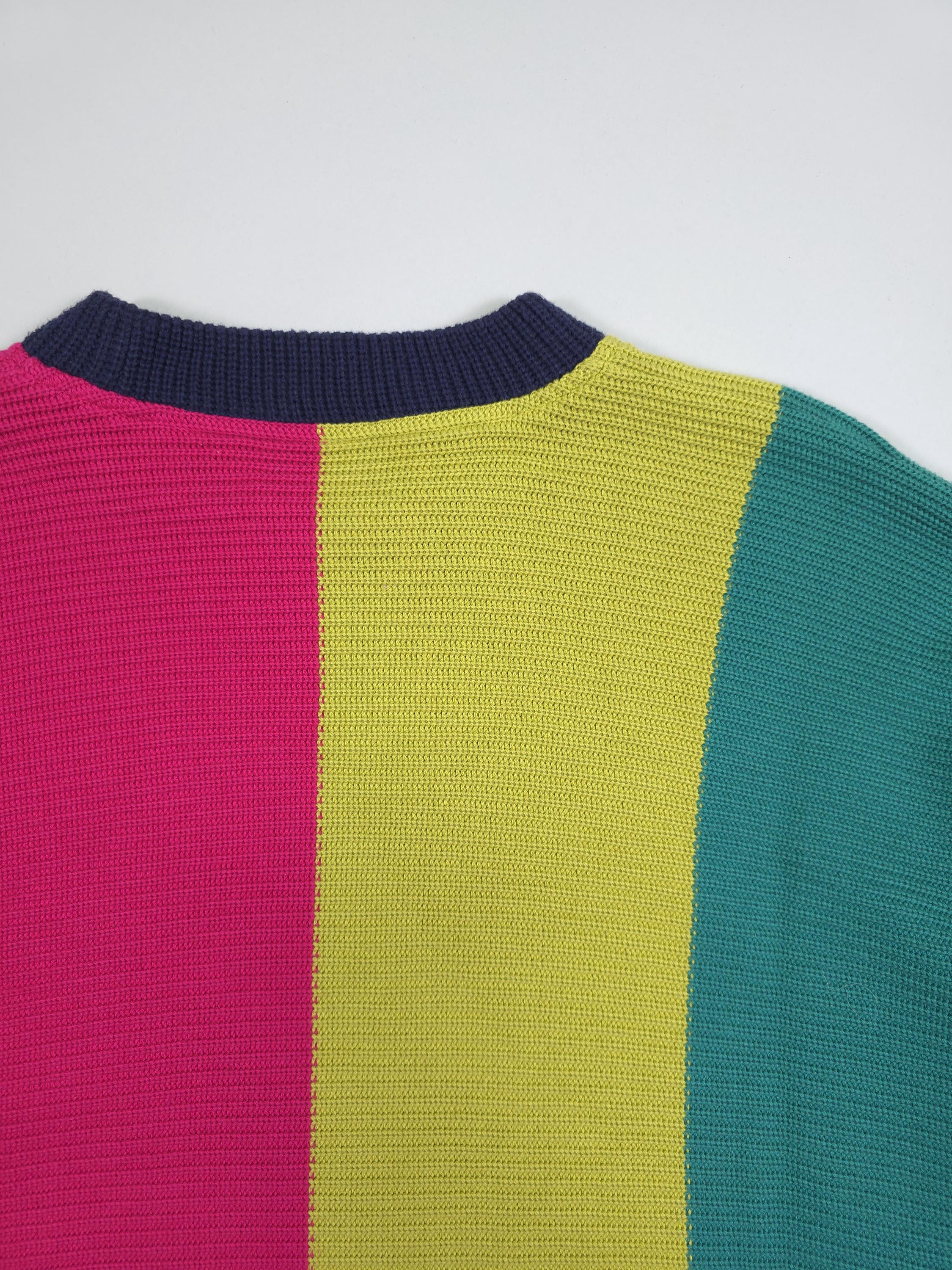 90s Carlo Colucci Ribbed Colorblock Knit Sweater – Multicolor 