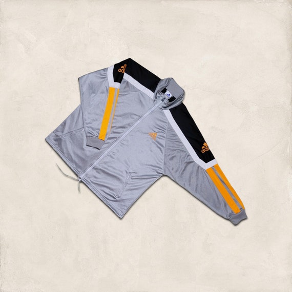 Vintage Adidas Silver Track Jacket / 80s 90s Adidas Track