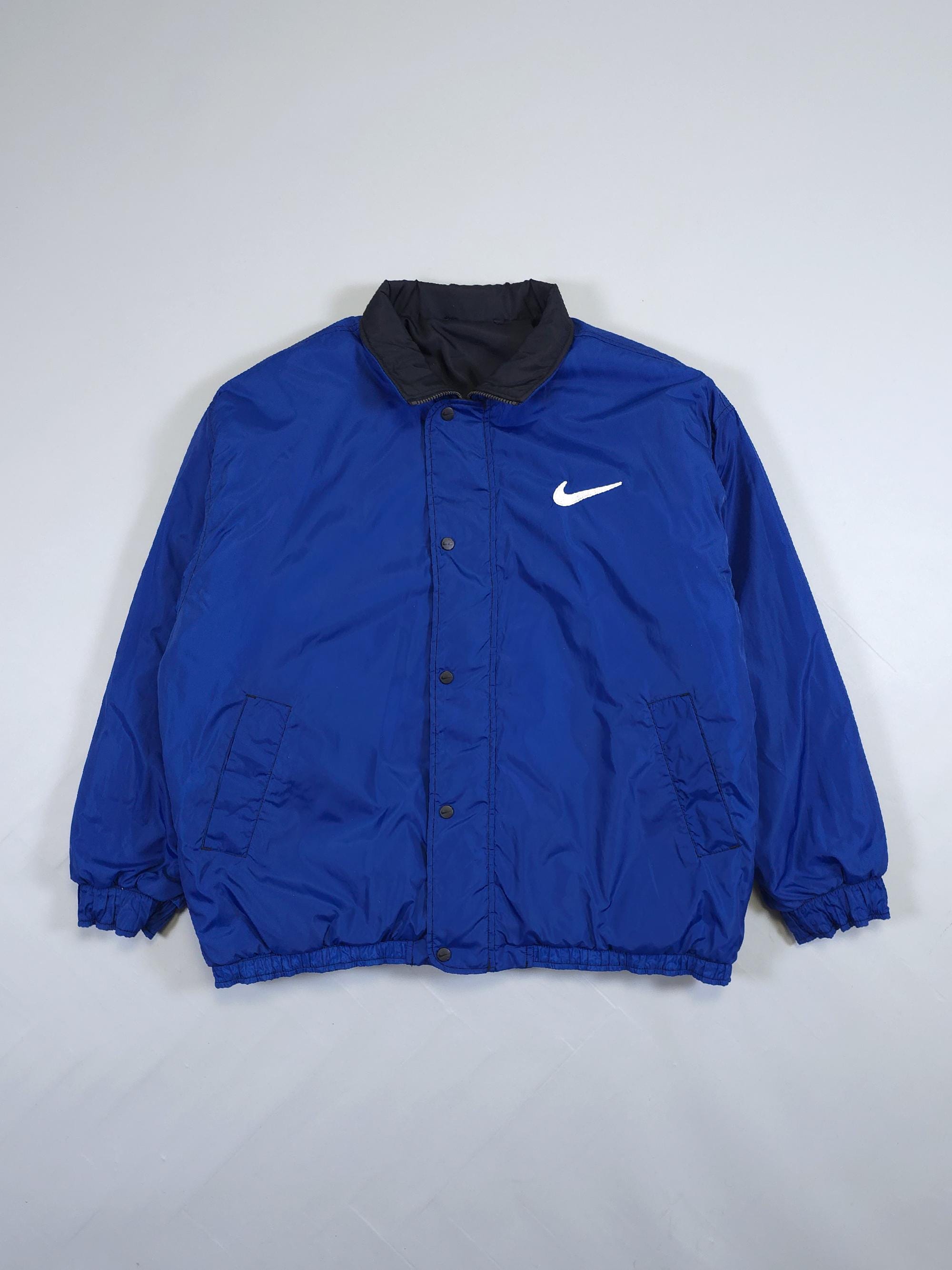 90s Nike Reversible Jacket – Black/blue Big Swoosh Embroidery