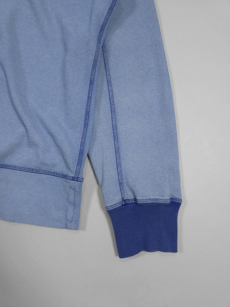 90s Stone Island Contrast Stitch Sweater – Double Collar Baby Blue Size M Fits M, L image 9