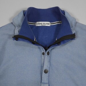 90s Stone Island Contrast Stitch Sweater – Double Collar Baby Blue Size M Fits M, L image 2