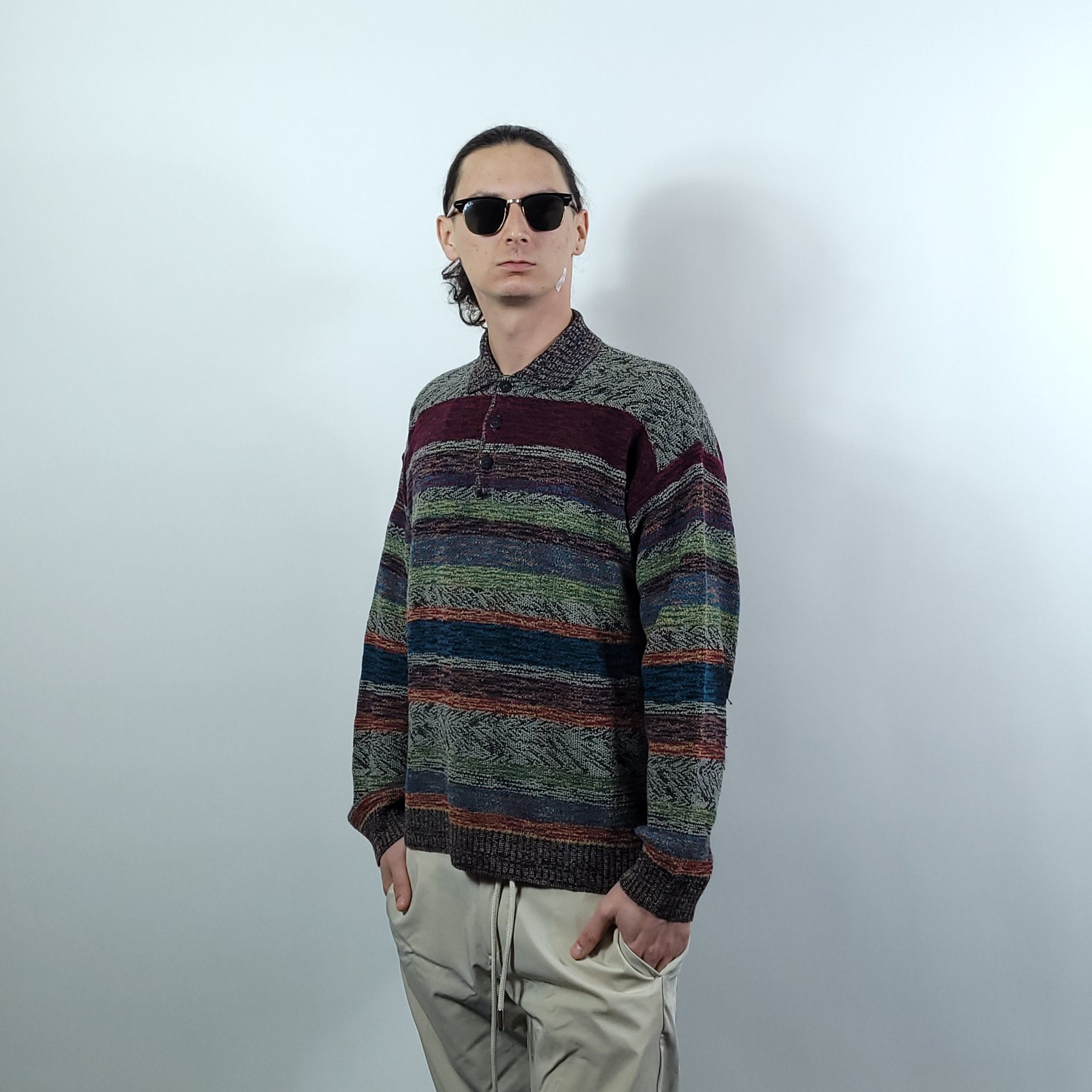 Vintage 80s 90s Enzo Lorenzo Complex Abstract Striped Vintage 80s 90s Enzo Lorenzo Complex Abstract Striped