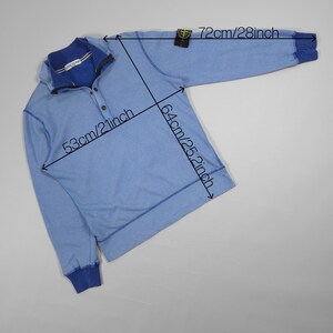 90s Stone Island Contrast Stitch Sweater – Double Collar Baby Blue Size M Fits M, L image 10