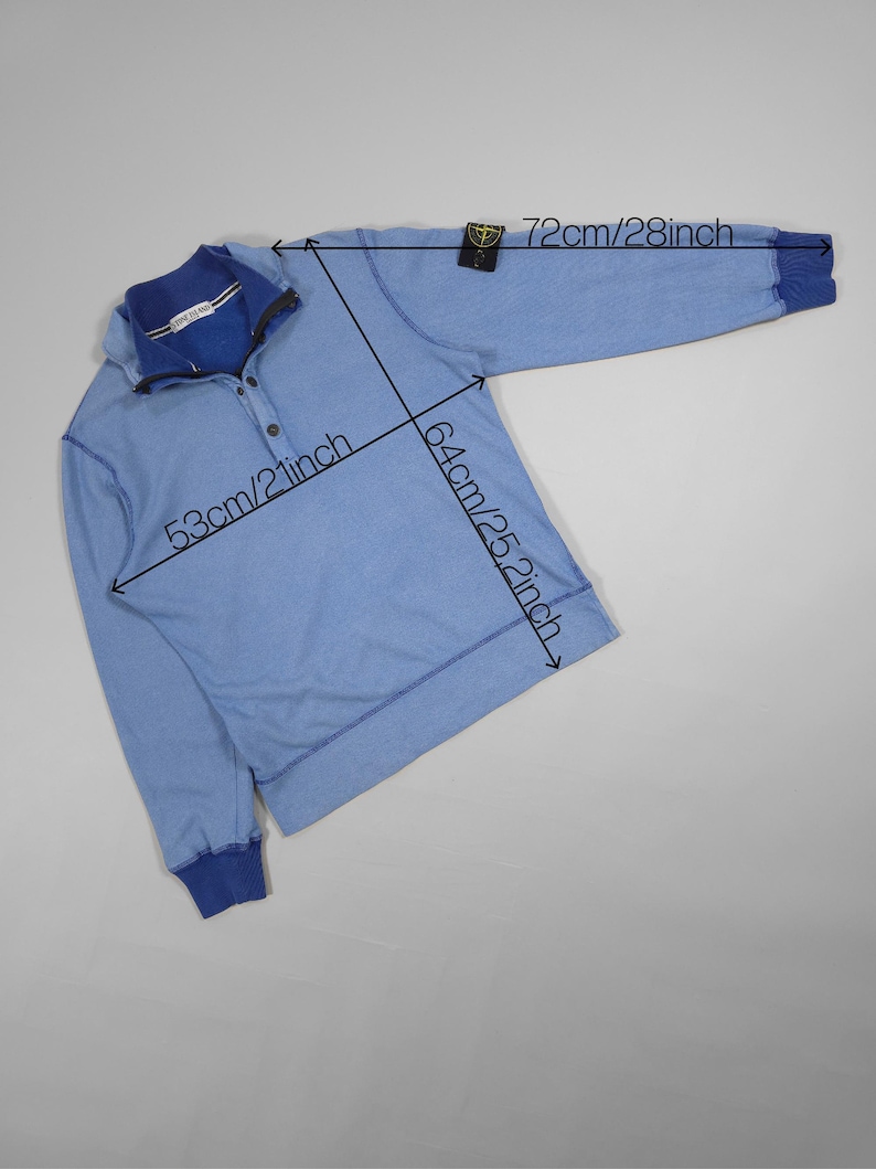 90s Stone Island Contrast Stitch Sweater – Double Collar Baby Blue Size M Fits M, L image 10