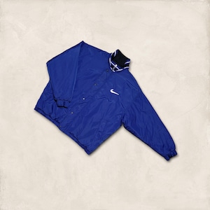Vintage 90s Nike Central Swoosh Reversible Baggy Jacket / Vintage Black Blue Reversible Nike Jacket / 80s 90s Retro Nike Jacket
