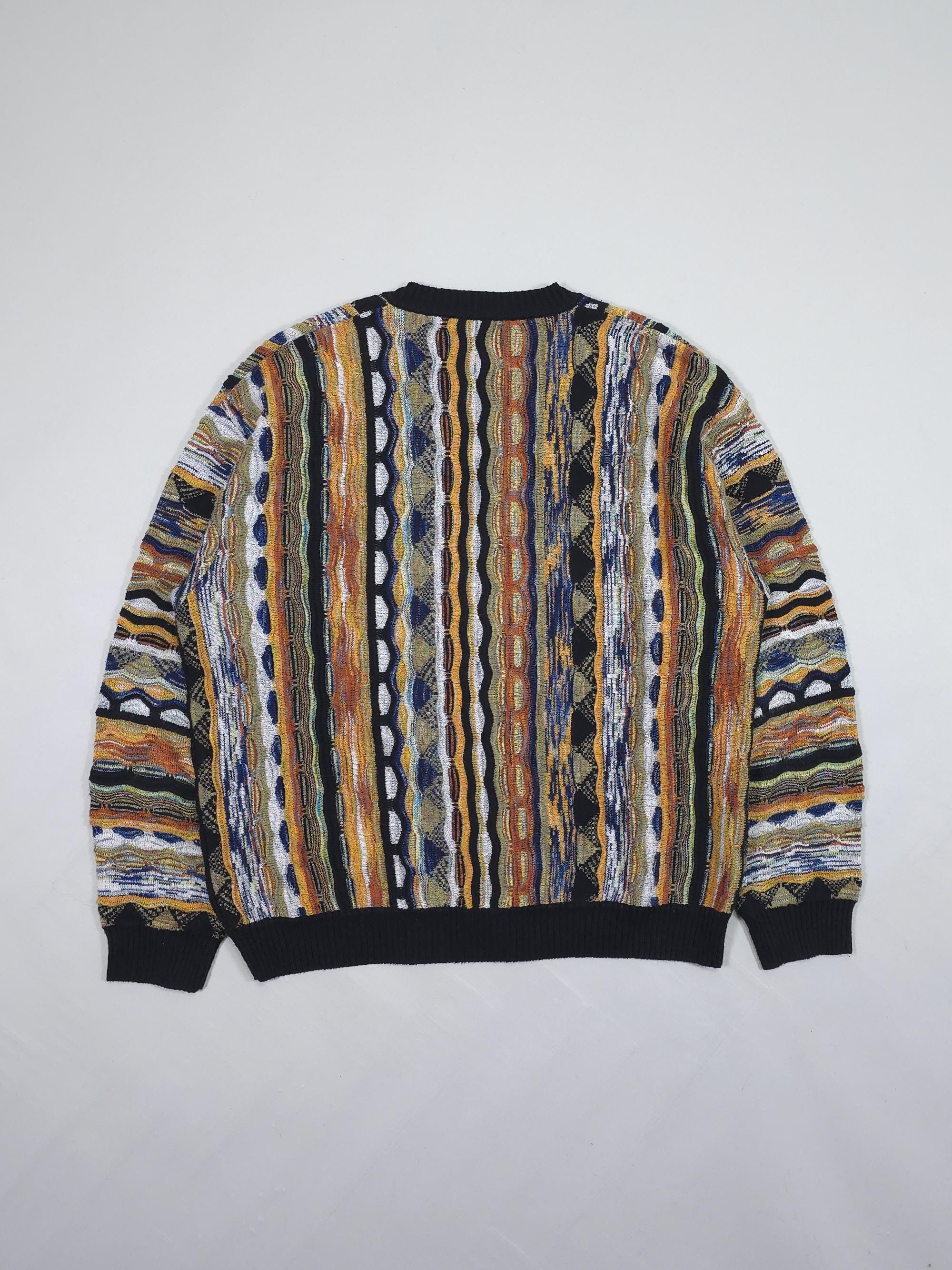 90s Italian Made College by Marcazzani Patterned Knit Cardigan 