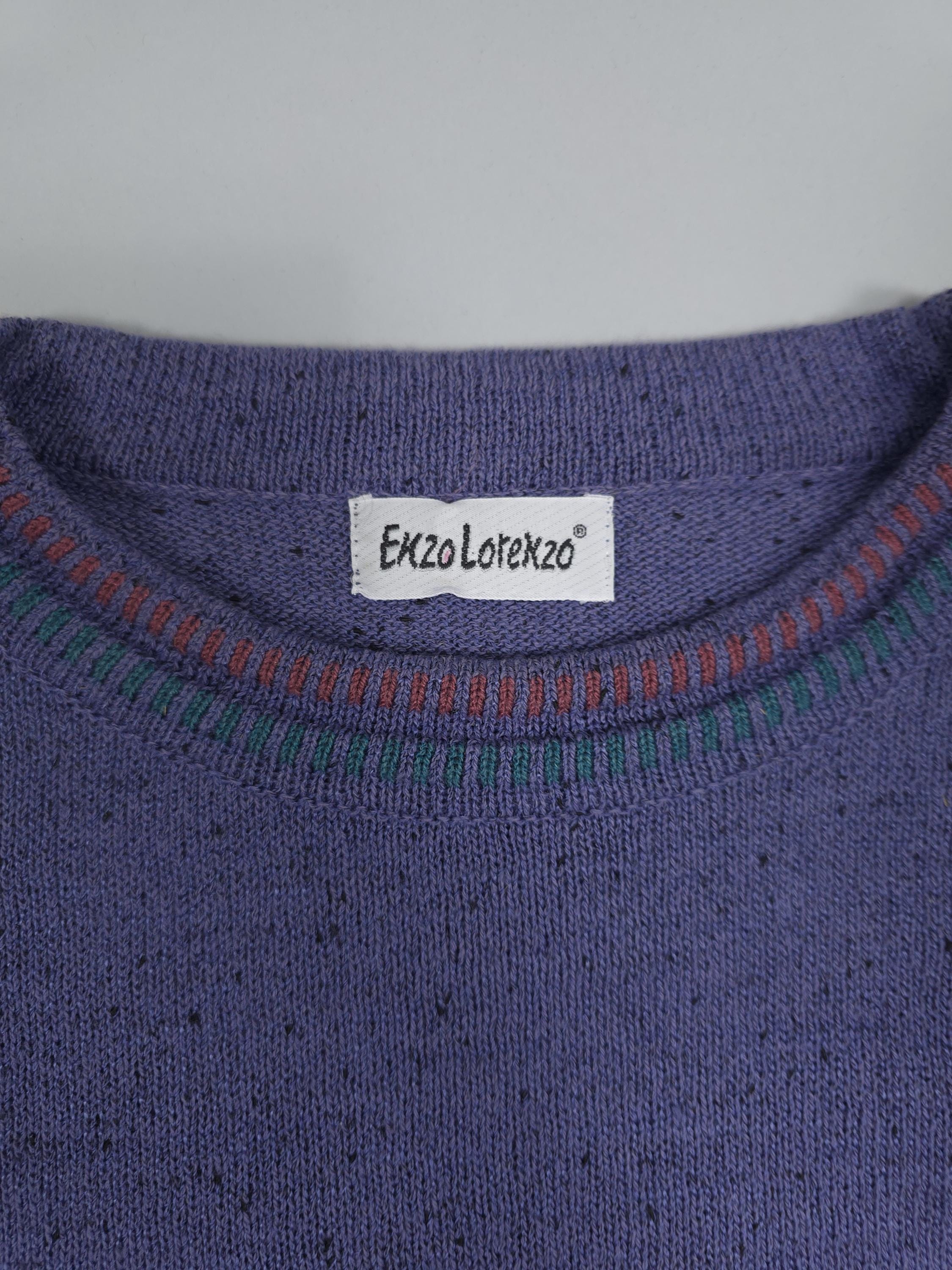 90s Enzo Lorenzo Knitted Sweater – Blue/grey Retro Geometric 