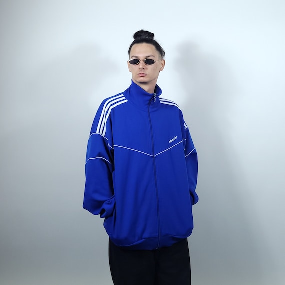 Vintage 80s Adidas Originals Blue Trefoil Track Jacket W Vintage 80s Adidas Originals Blue Trefoil Track Jacket W