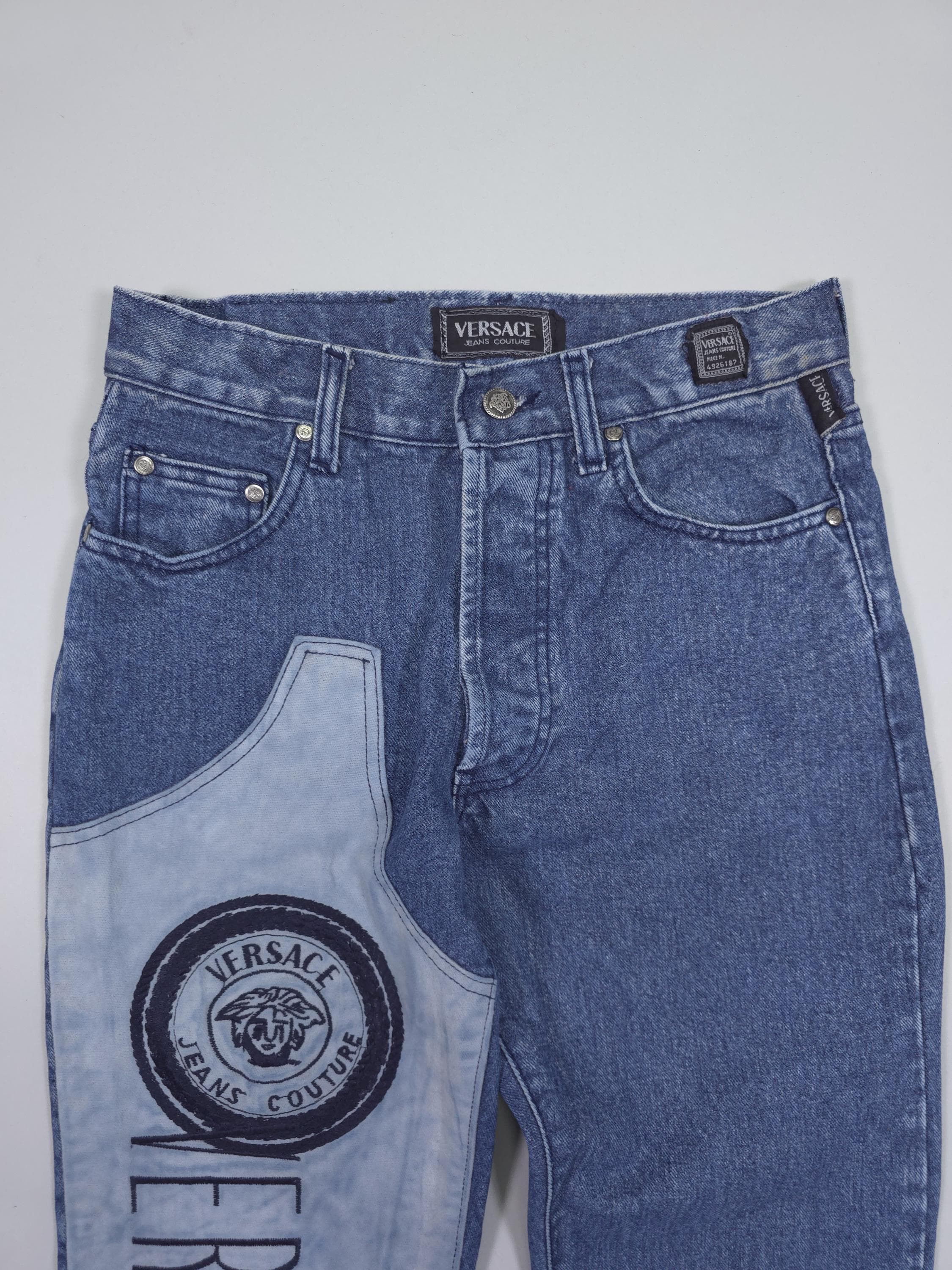 90s Versace Jeans Couture Logo Panel Denim Jeans – Blue – Size 30