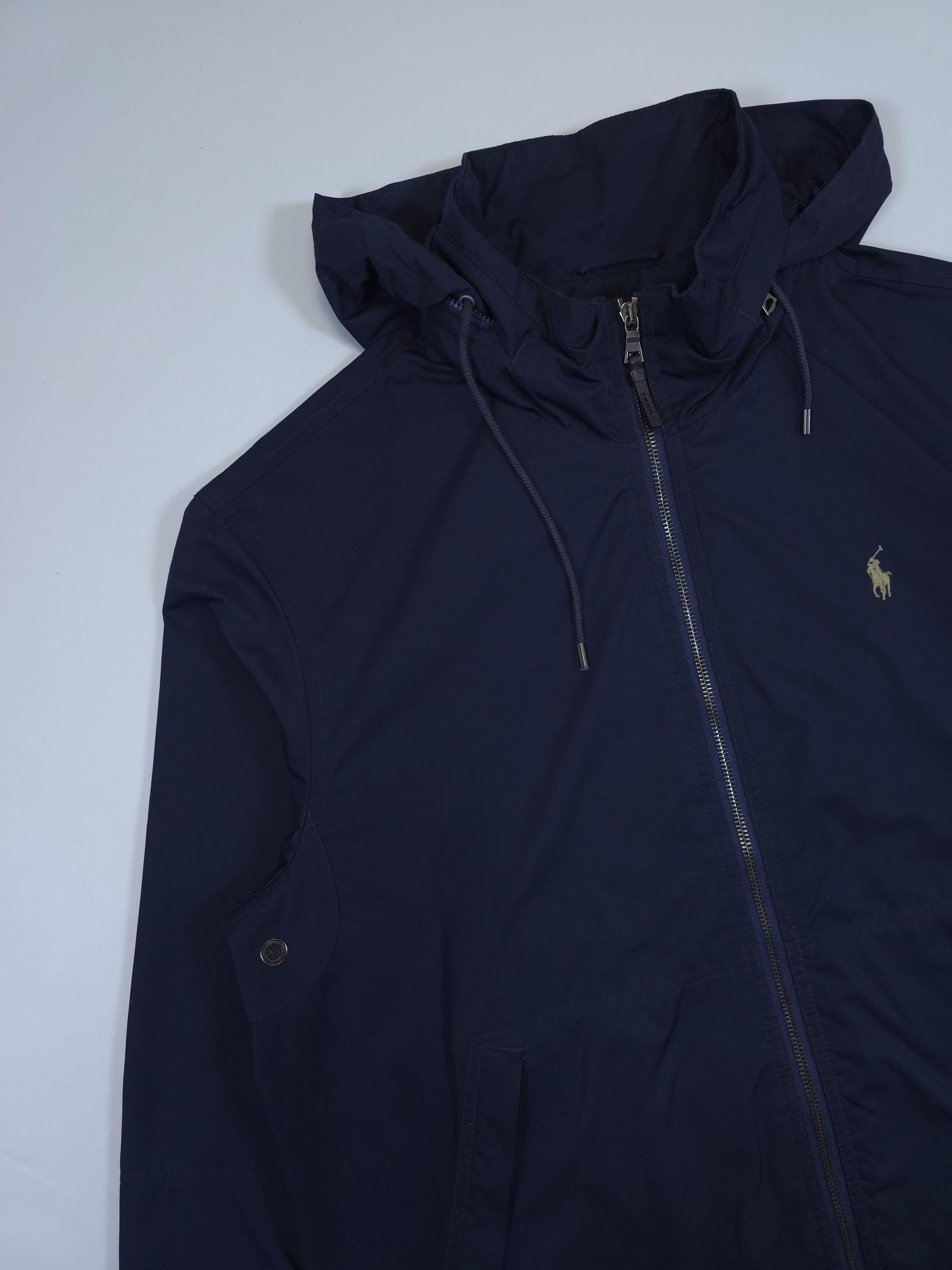 90s Polo Ralph Lauren Hooded Jacket – Navy Blue Small Pony Logo