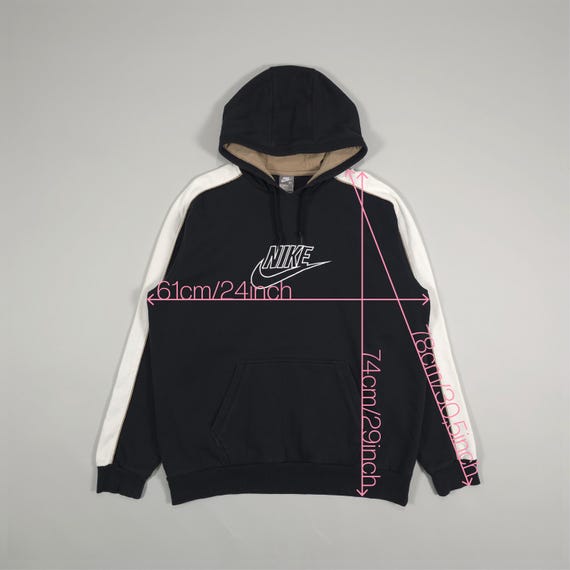 Y2K Nike Embroidered Logo Hoodie – Black/off-white/camel – Fits L