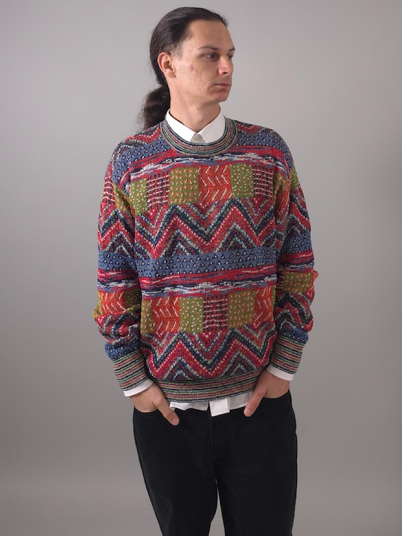 90s Missoni Sport Knit Sweater Made in Italy – Zig Zag Textured 