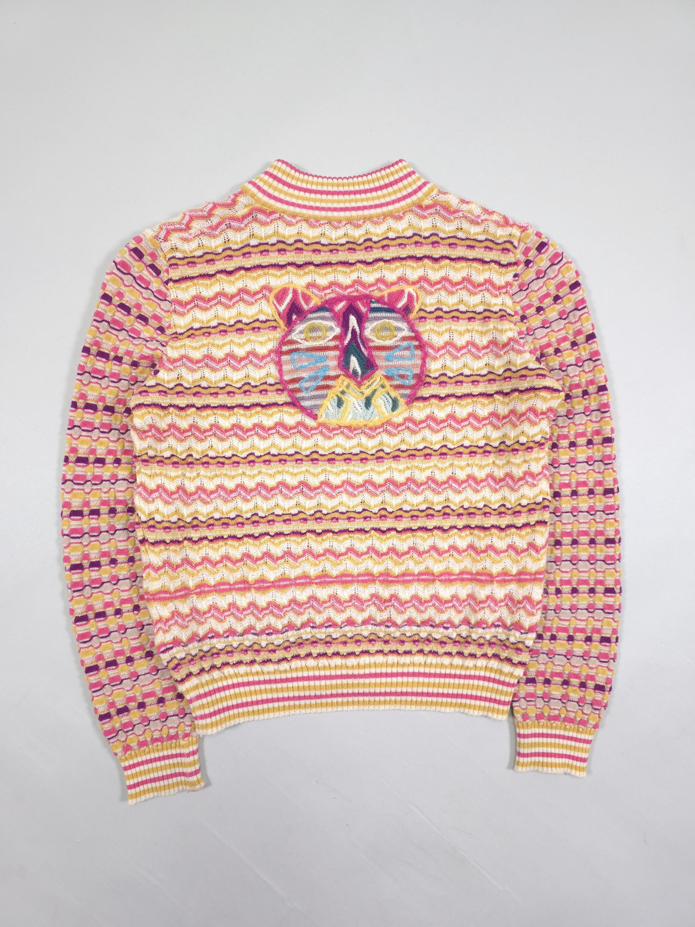 90s Missoni Abstract Pattern Lightweight Knit Cardigan – Pink