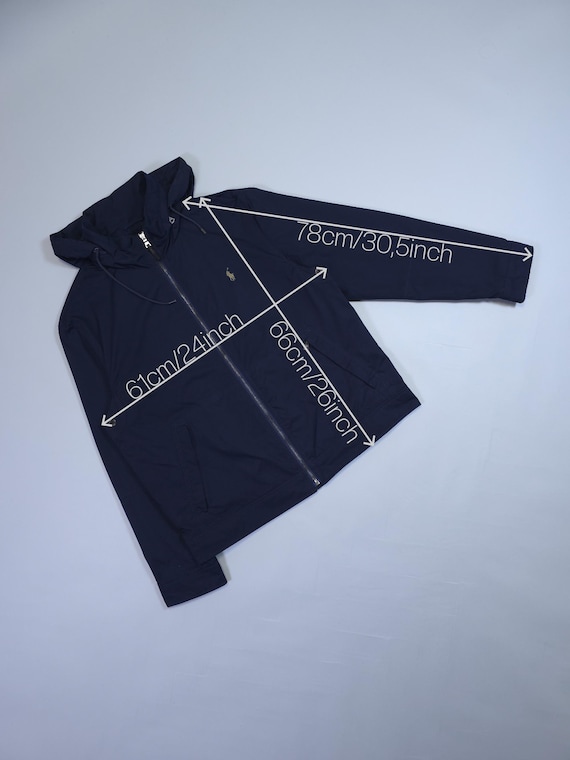 90s Polo Ralph Lauren Hooded Jacket – Navy Blue Small Pony Logo