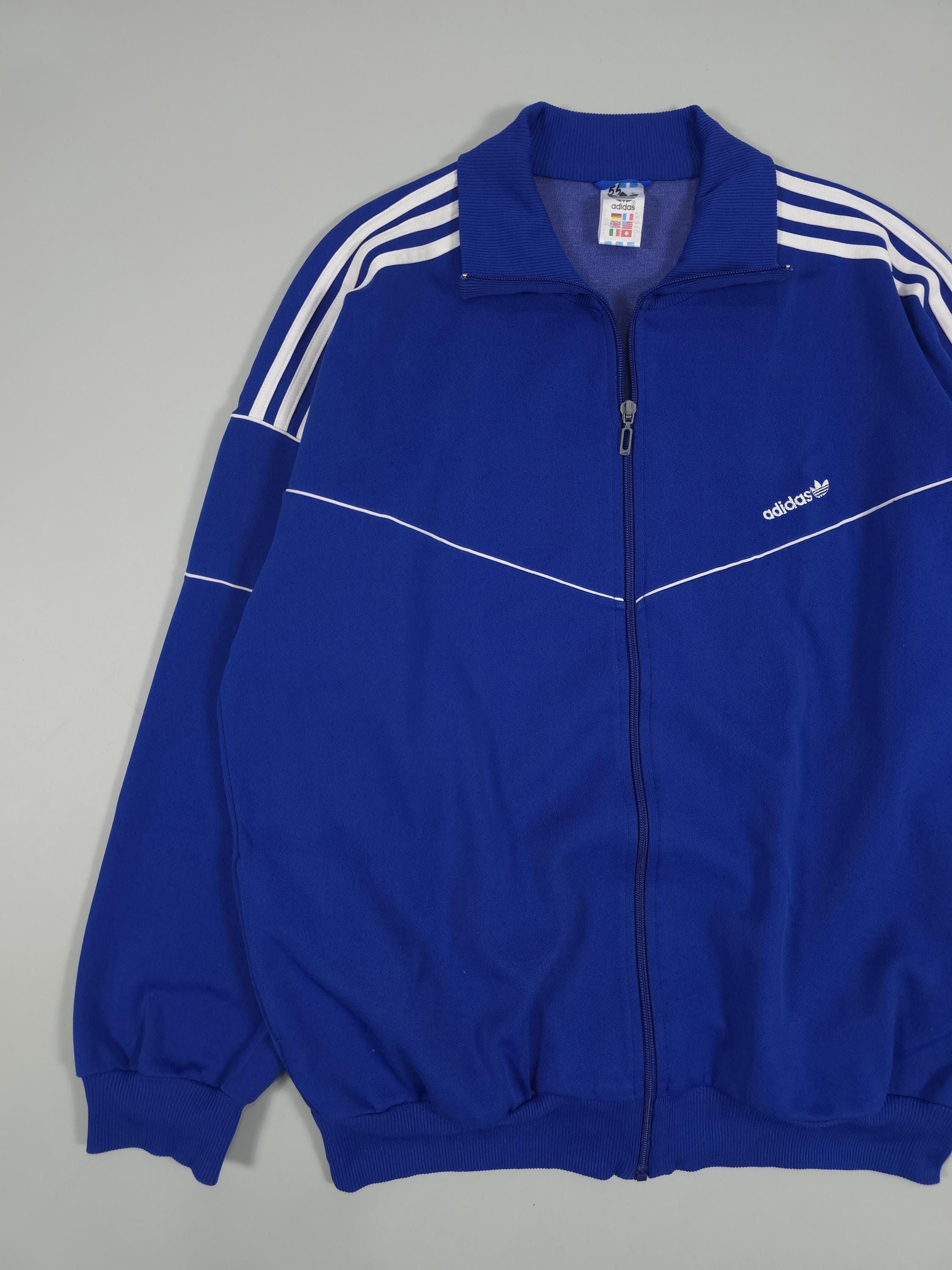 80s Adidas Originals Track Jacket – Royal Blue/white Size XL Fits