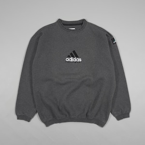 90s Adidas Equipment Heavy Cotton Sweatshirt – Dark Gray Embroidered Logo – Rare Collectible Piece – Size L Fits M, XL