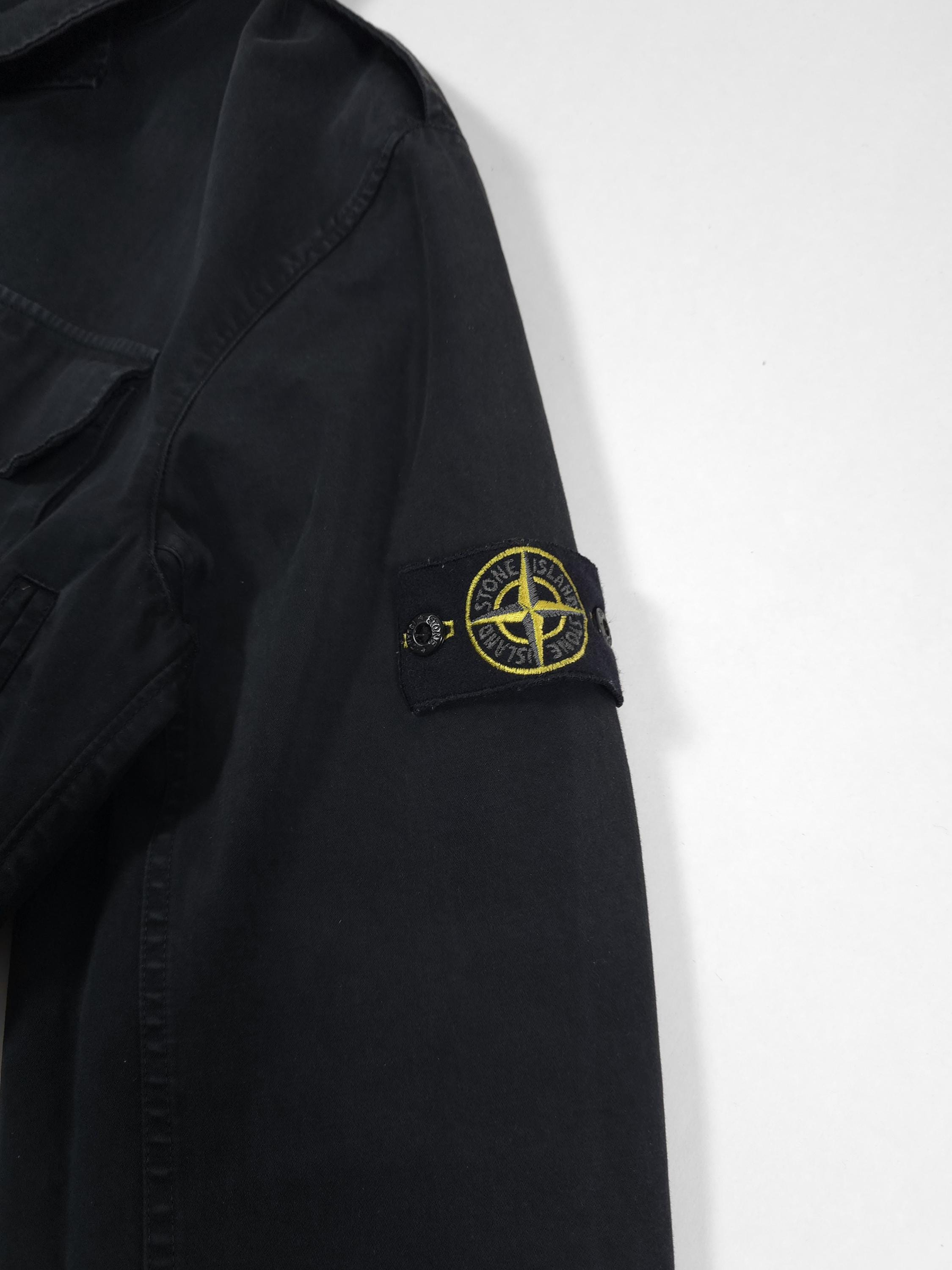 90s Stone Island Military Jacket – Faded Black Multi-pocket Size 