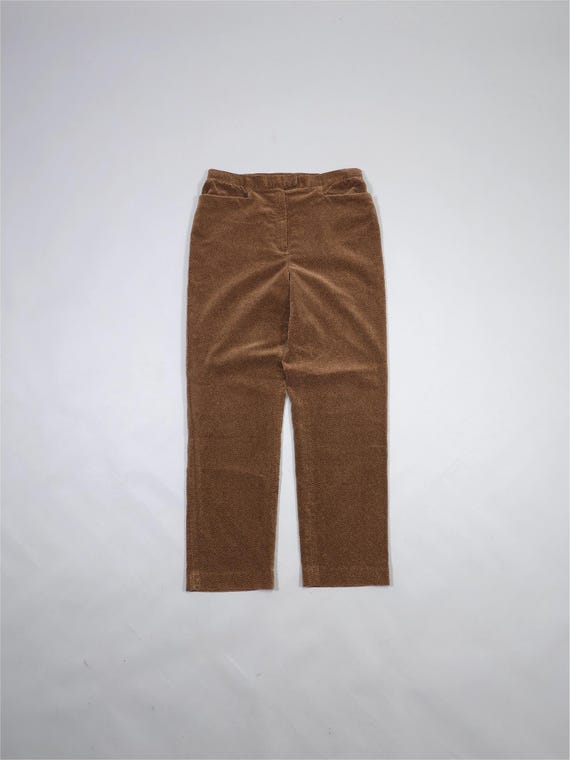 Lauren Ralph Lauren, 90s Lauren Ralph Lauren Chevron Tailored Trousers – Brown Caramel Straight Leg – Women's M, L