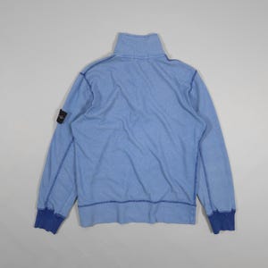 90s Stone Island Contrast Stitch Sweater – Double Collar Baby Blue Size M Fits M, L image 8