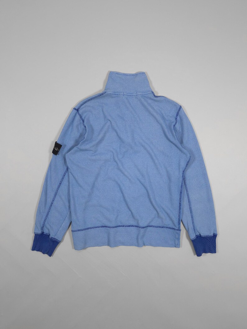 90s Stone Island Contrast Stitch Sweater – Double Collar Baby Blue Size M Fits M, L image 8