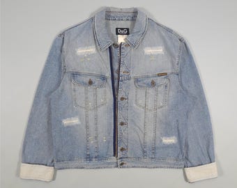 Vintage Dolce & Gabbana Light Wash Denim Jacket | Distressed Look