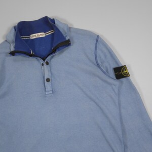 90s Stone Island Contrast Stitch Sweater – Double Collar Baby Blue Size M Fits M, L image 4