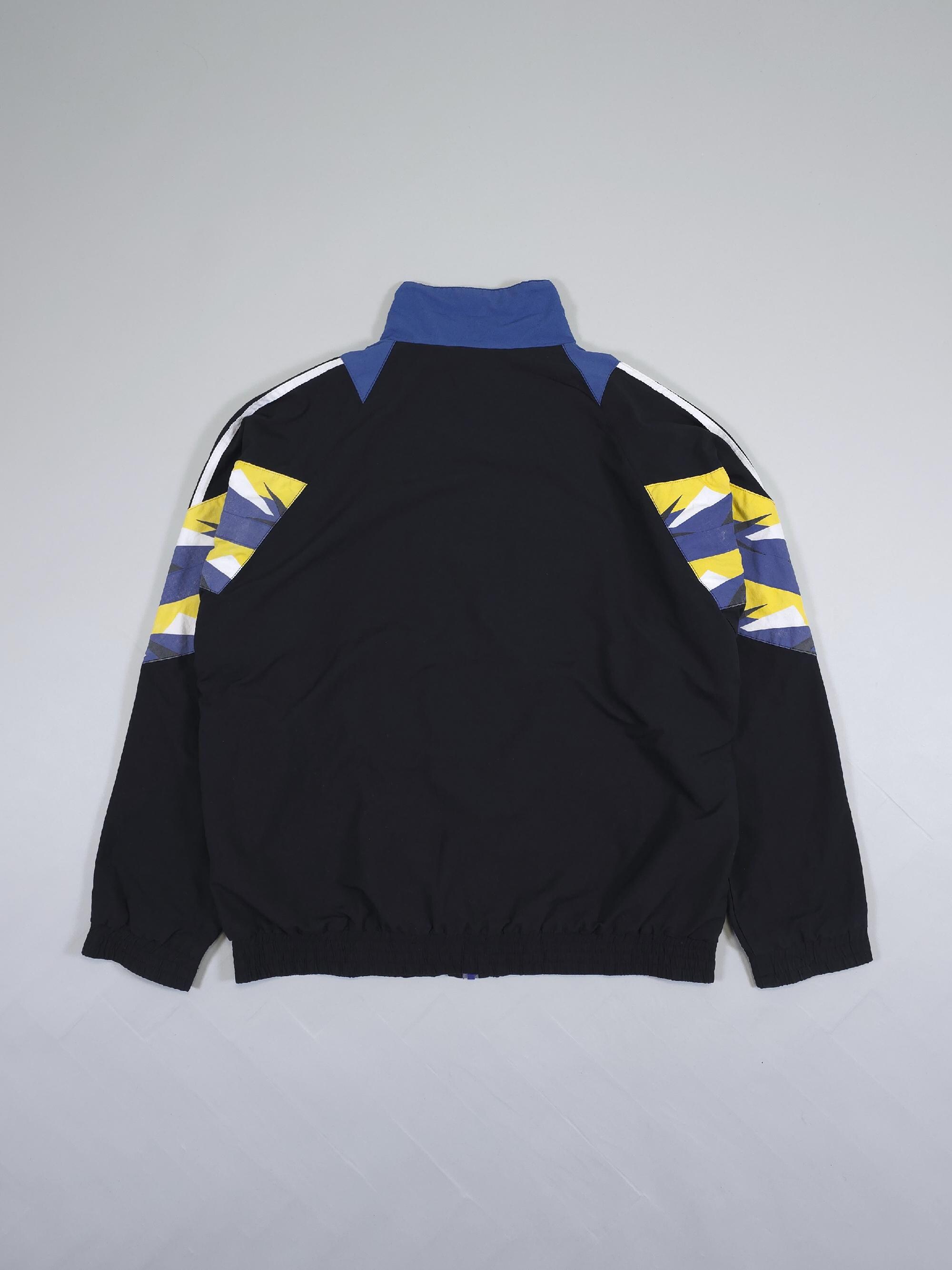 90s Adidas Geometric Pattern Track Jacket – Blue/yellow/black 