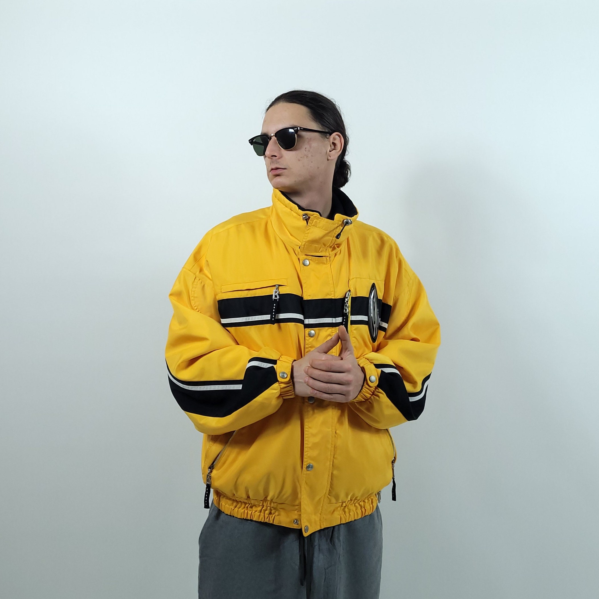 90s Bogner by Goan Thylmann Ski Jacket – Yellow/black Geometric 
