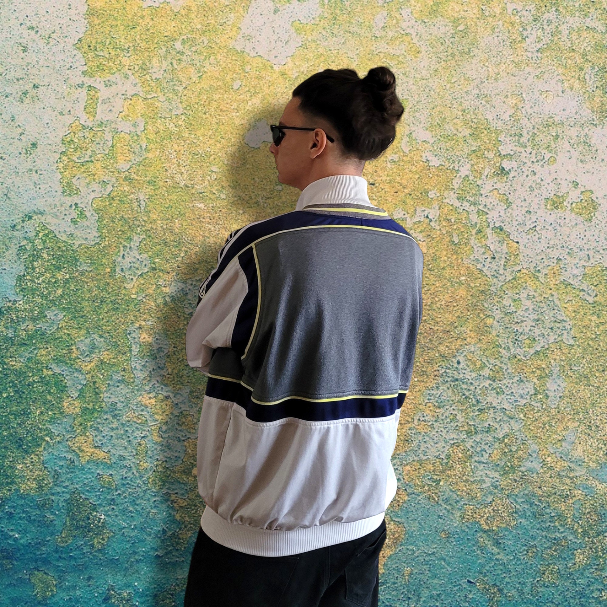 Vintage 90s Adidas Blue and White Track Top / Old School
