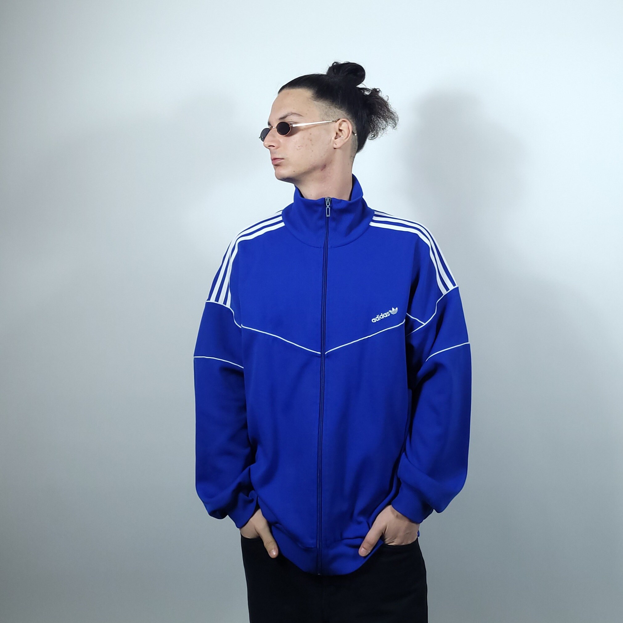 Vintage 80s Adidas Originals Blue Trefoil Track Jacket W Vintage 80s Adidas Originals Blue Trefoil Track Jacket W