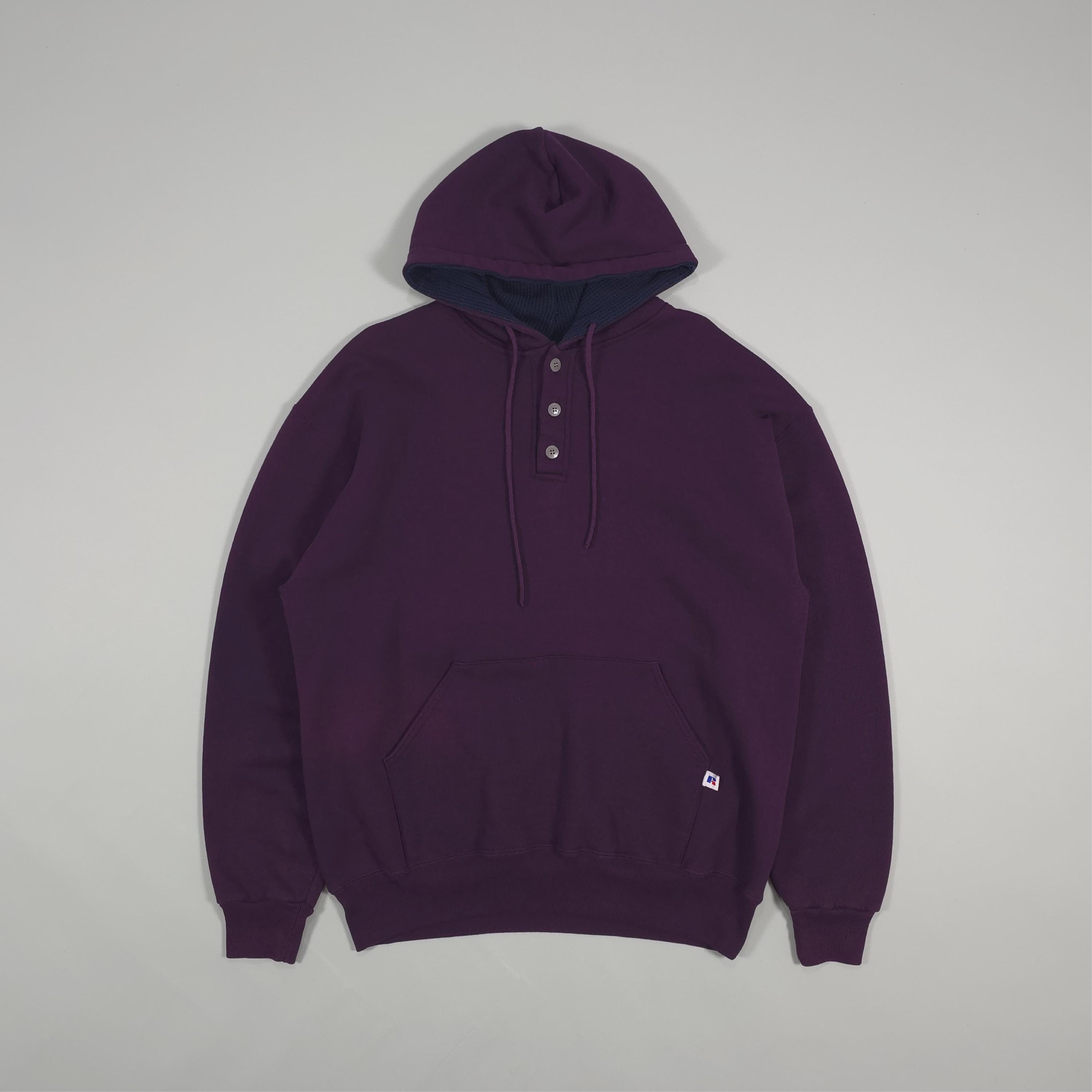 90s Russell Athletic Heavy Cotton Single Stitch Henley Hoodie