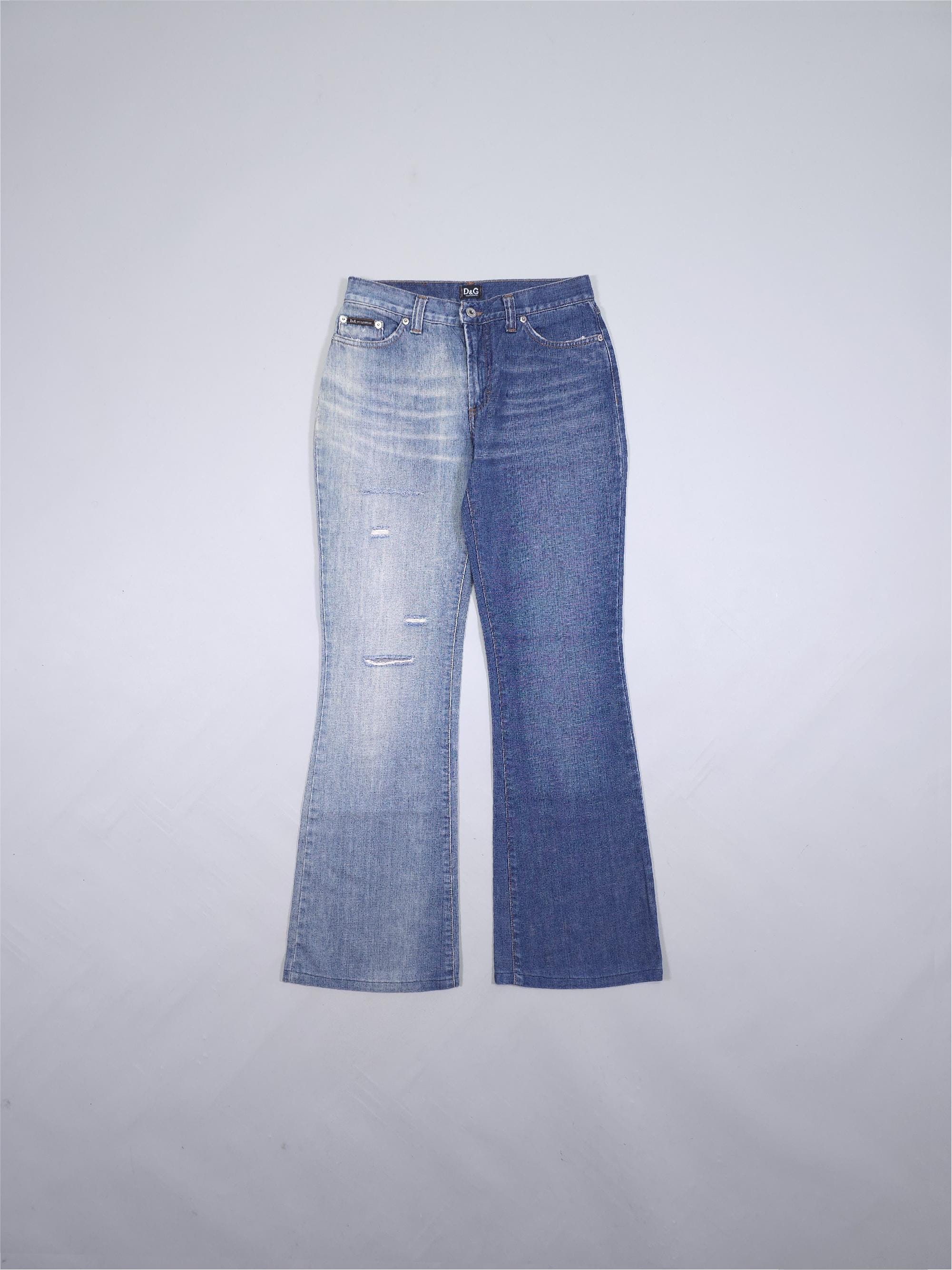 2000s D&G Dolce Gabbana Two-tone Flared Jeans – Made in Italy