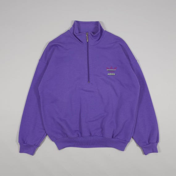 Jaren 90 Adidas Originals sweater met halve rits paarse trefoil