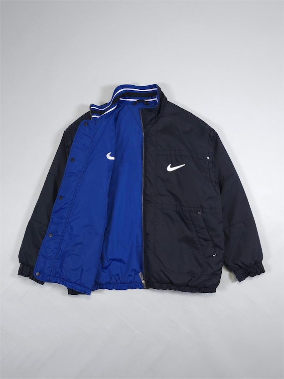 90s Nike Reversible Jacket – Black/blue Big Swoosh Embroidery