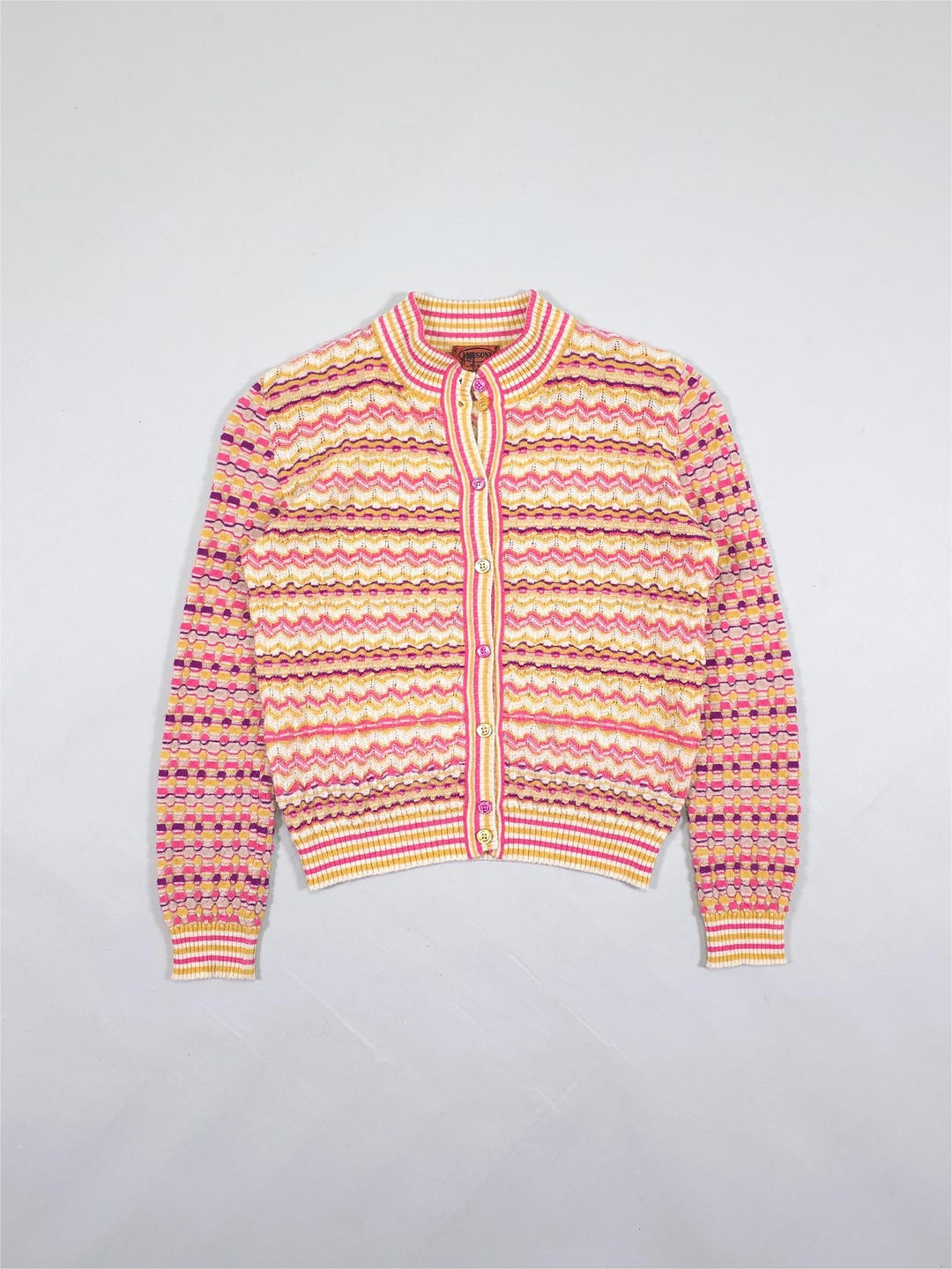 90s Missoni Abstract Pattern Lightweight Knit Cardigan – Pink