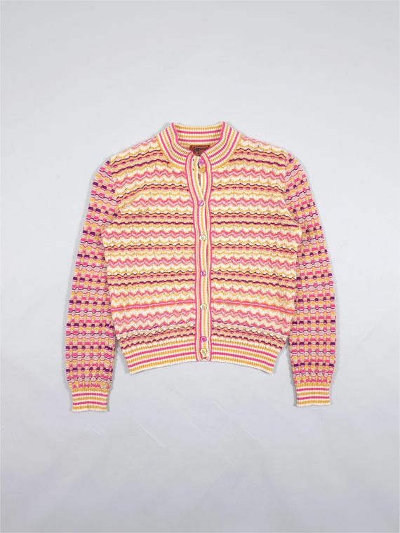 90s Missoni Abstract Pattern Lightweight Knit Car… - image 1