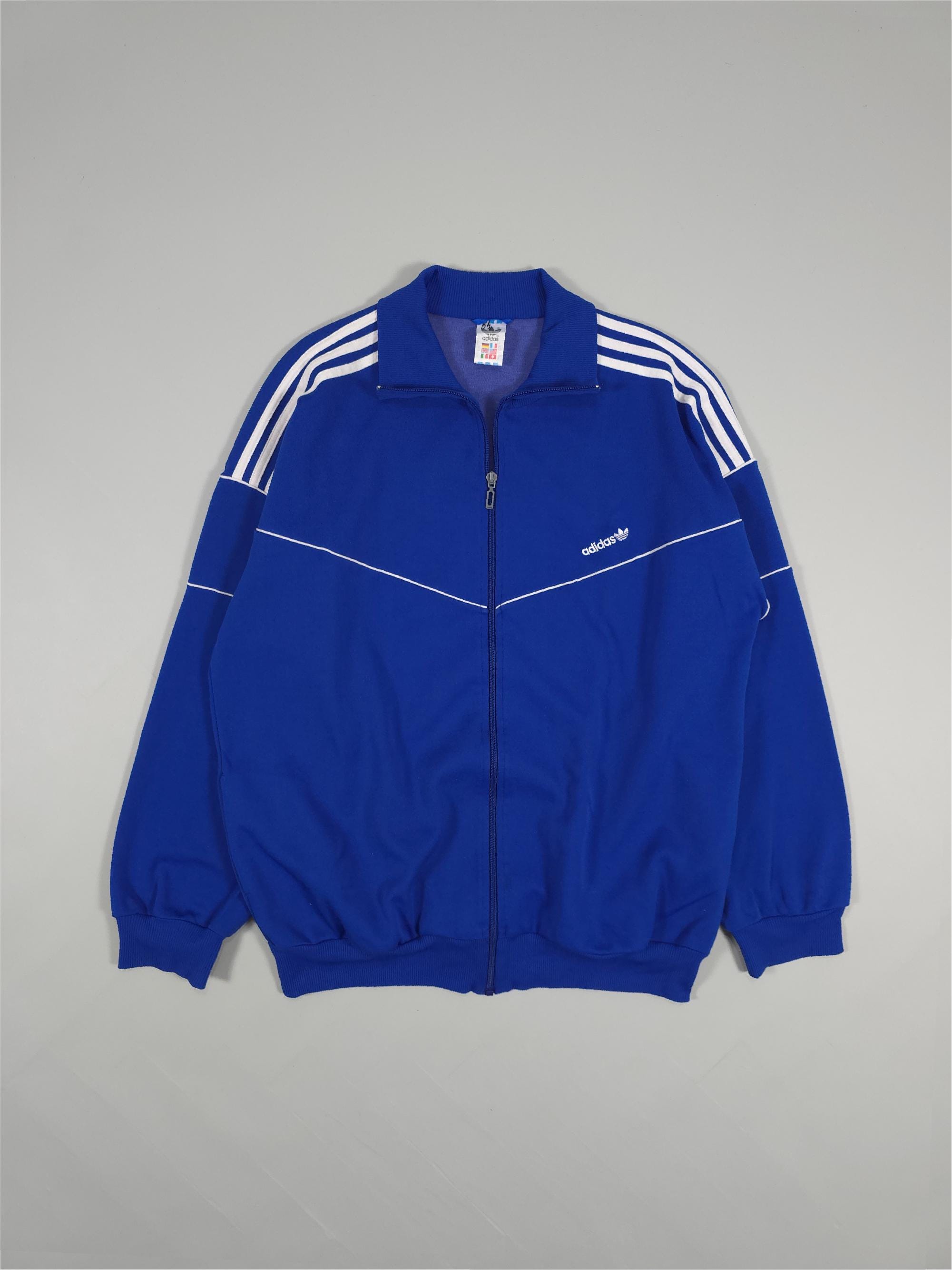80s Adidas Originals Track Jacket – Royal Blue/white Size XL Fits